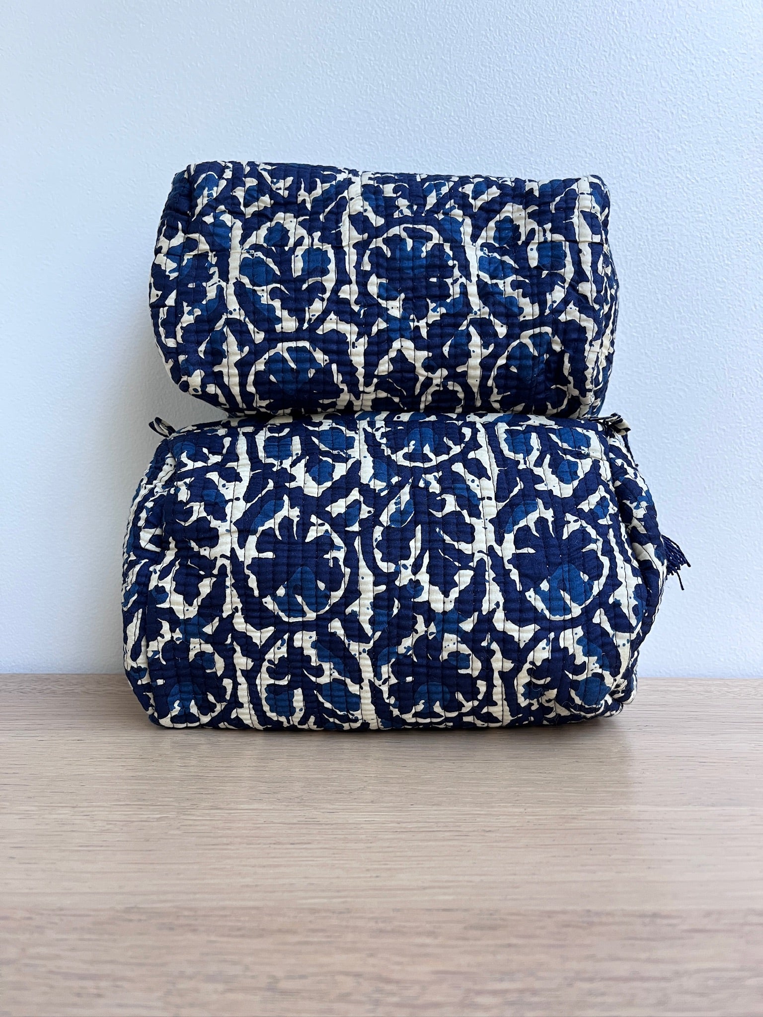 Toilettas set - Donkerblauw/Wit