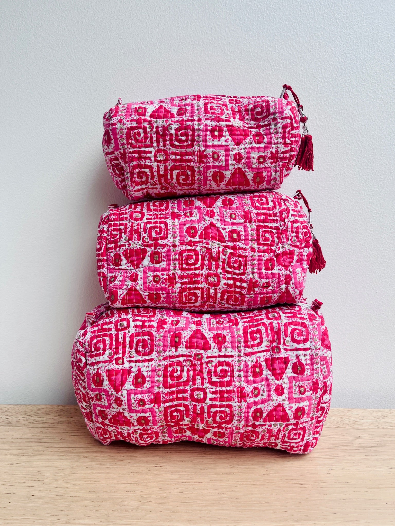 Toilettas set - Roze/Wit