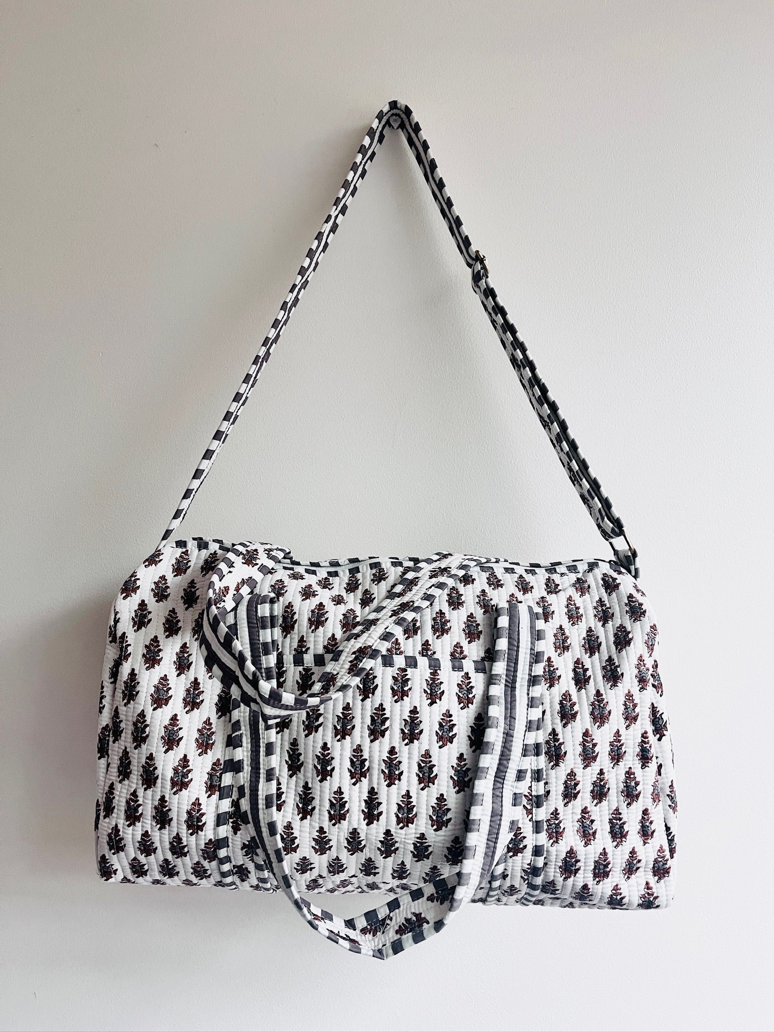 Weekendtas wit/bruin