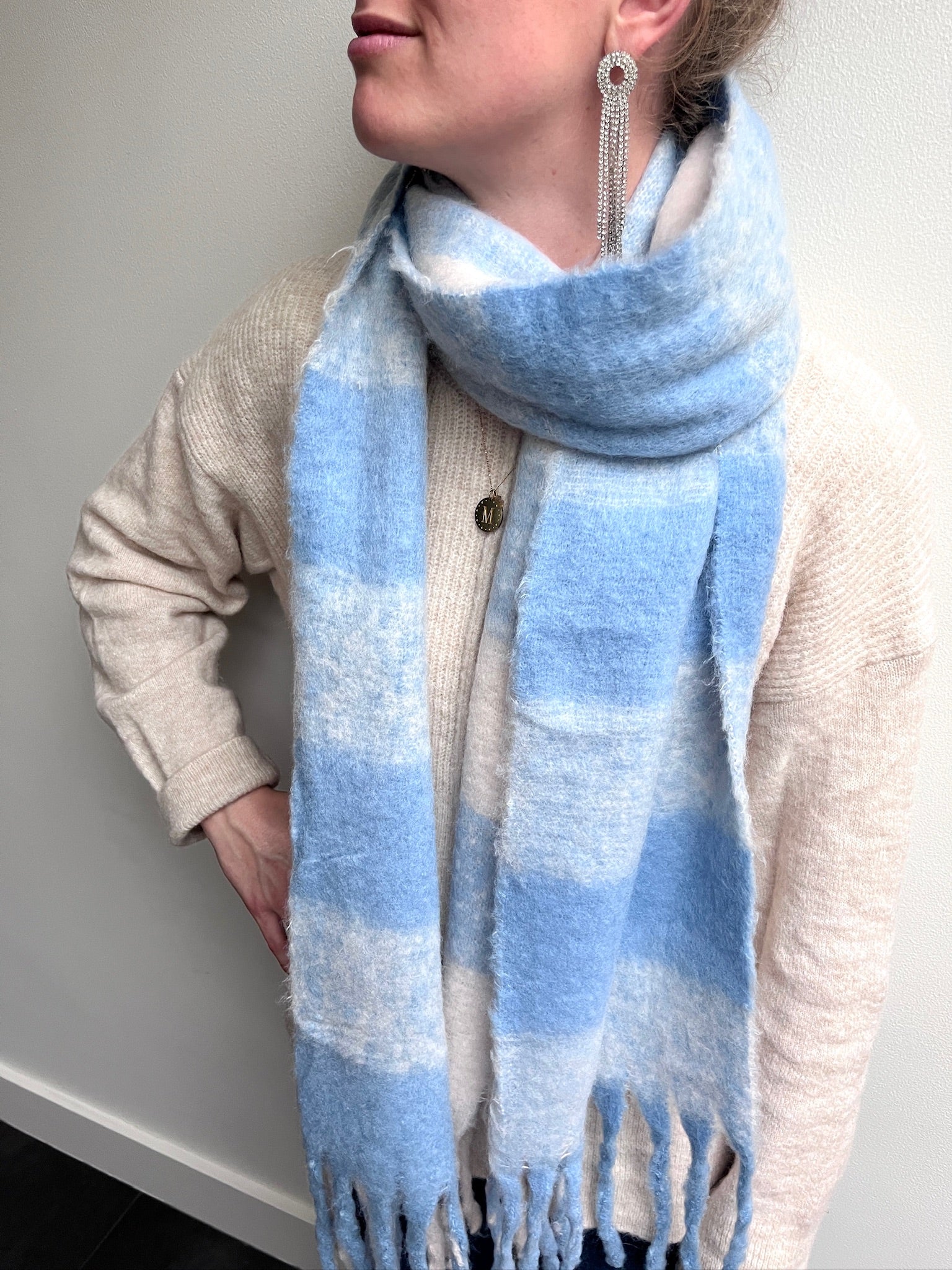 Sjaal - Mix van lichtblauwe tinten